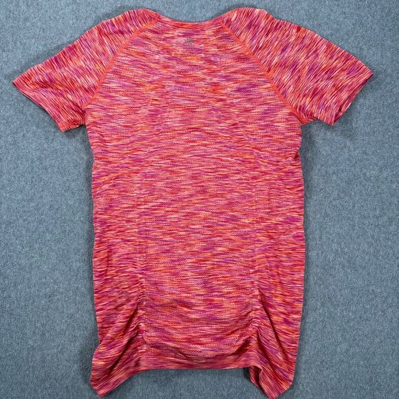 Athleta Fastest Track Tee Shirt Short Sleeve Ruched Women's Medium Pink Active - Picture 7 of 9